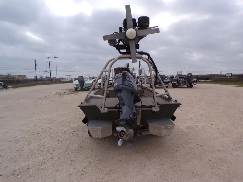 Slide: The Image of Rear view of a 2022 Alweld 1960V boat with outboard motor. - 11