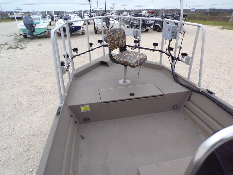 Slide: The Image of 2022 Alweld 1960V boat with seat and fishing rod holders. - 19