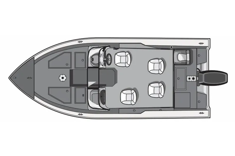 Slide: The Image of Manufacturer Provided Image: Top view of 2026 Smoker Craft Explorer 190 FS boat layout with seating and storage. - 28