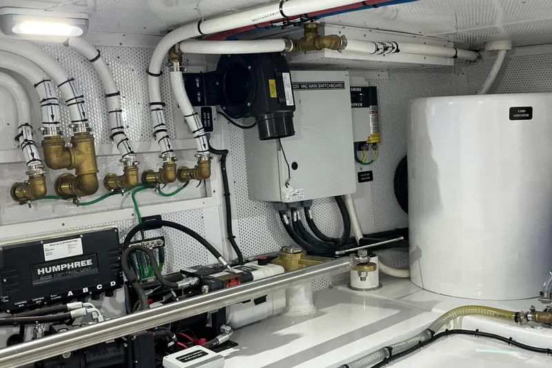 Slide: The Image of Engine room of 2026 Vicem 55 Classic yacht with control systems and piping. - 16