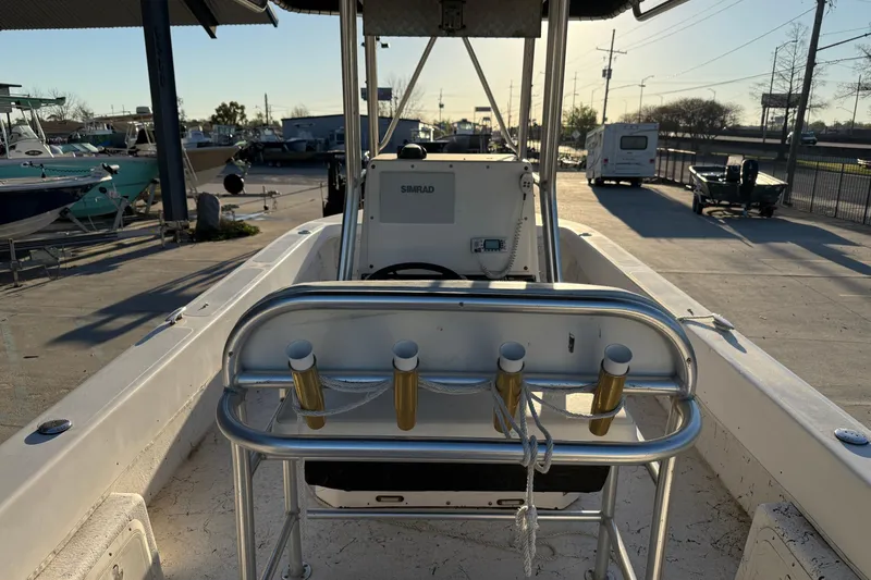 Slide: The Image of 2007 Twin Vee 26 Center Console boat with rod holders and Simrad electronics. - 7
