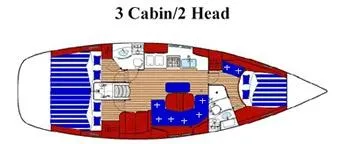 Slide: The Image of Layout of Beneteau 423 yacht, 3 cabins, 2 heads, year 2004. - 15
