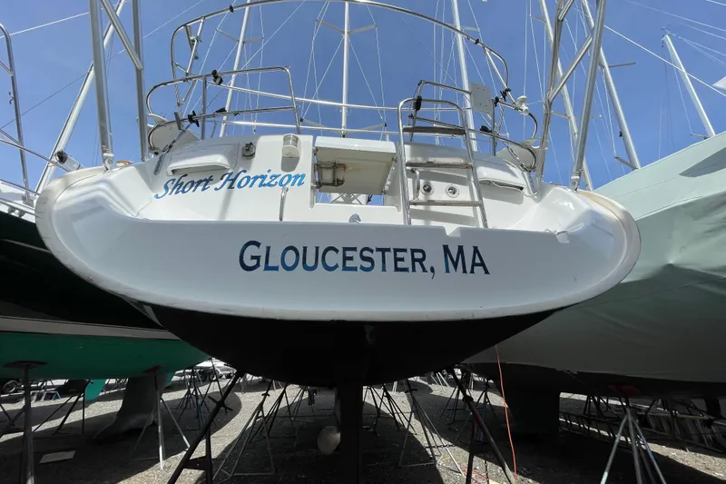 Slide: The Image of 2004 Beneteau 423 sailboat named "Short Horizon" in Gloucester, MA, on dry dock. - 5