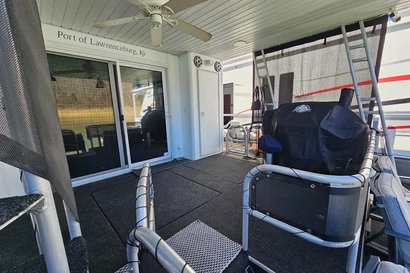 Slide: The Image of Covered deck area of a 2001 Sumerset 16x79 houseboat, Port of Lawrenceburg, KY. - 52