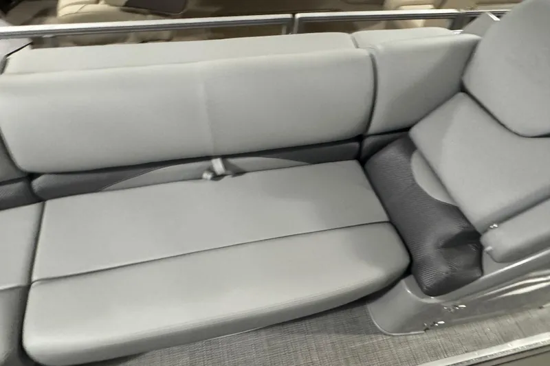 Slide: The Image of Gray seating on 2025 Regency 230 DL3 boat, featuring sleek design and comfortable upholstery. - 6