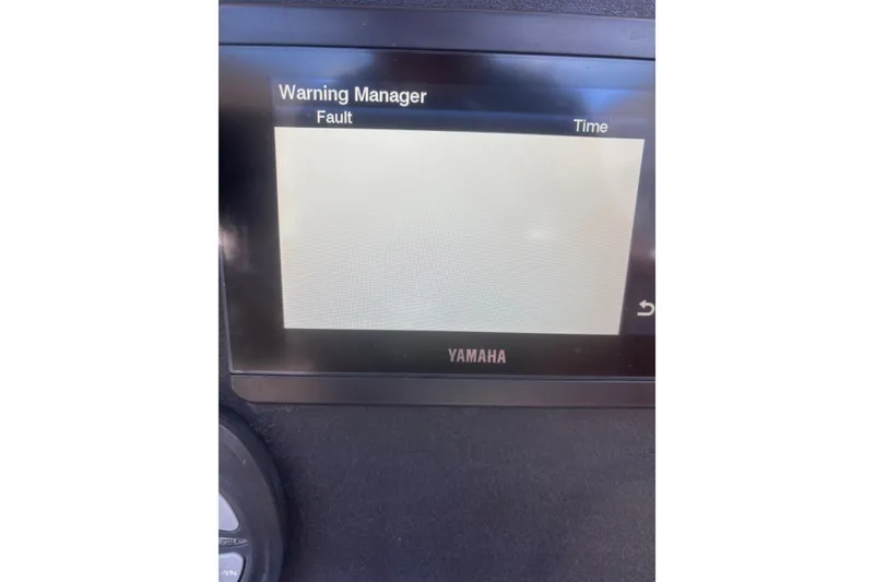 Slide: The Image of Yamaha warning manager display on 2006 Scout 240 Bay Scout boat showing fault message. - 10