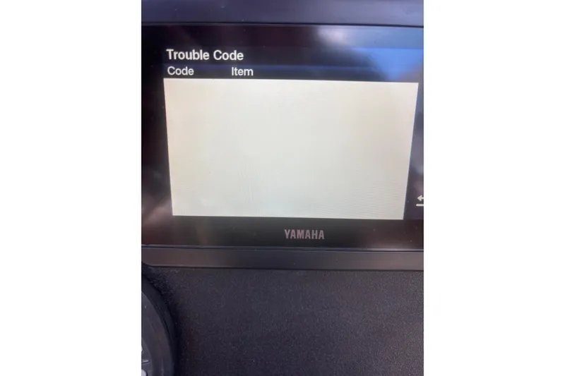 Slide: The Image of Yamaha display showing blank trouble code screen on 2006 Scout 240 Bay Scout. - 9