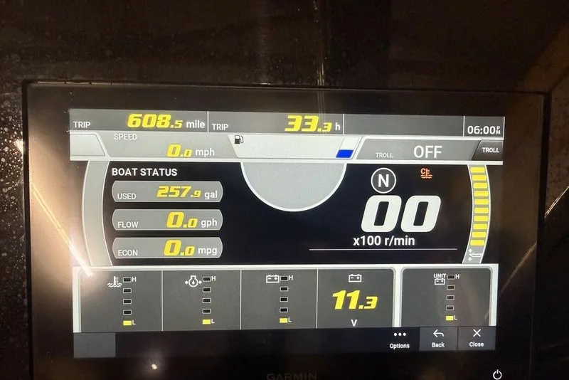 Slide: The Image of Dashboard display of a 2023 Bennington 23 RSBWA boat showing trip and fuel statistics. - 3