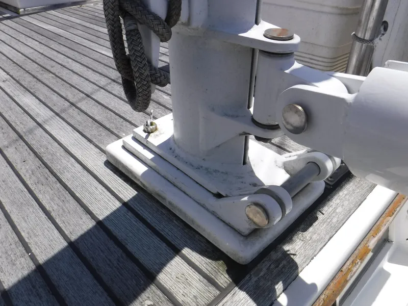 Slide: The Image of Close-up of 1989 Grand Banks 36 Classic boat deck. - 21