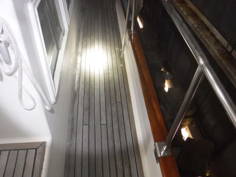 Slide: The Image of Teak deck of a 1989 Grand Banks 36 Classic. - 35