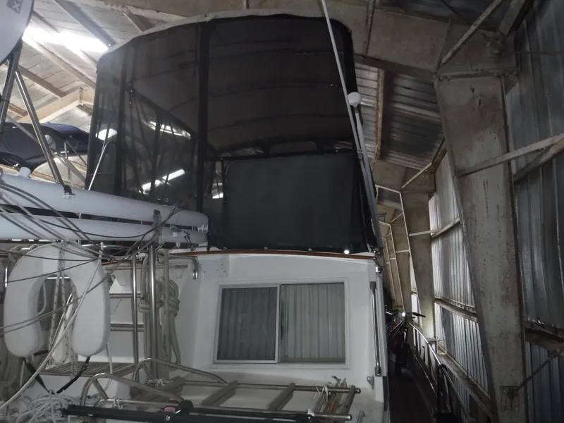 Slide: The Image of 1989 Grand Banks 36 Classic Yacht in storage facility - 37