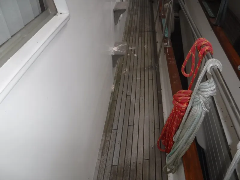 Slide: The Image of Walkway of 1989 Grand Banks 36 Classic yacht with ropes. - 41