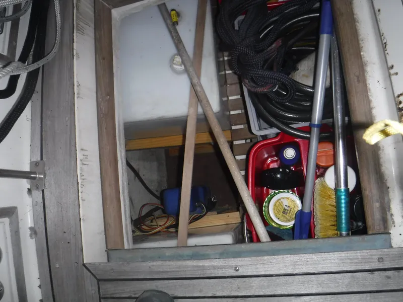 Slide: The Image of Storage compartment on a 1989 Grand Banks 36 Classic boat. - 43