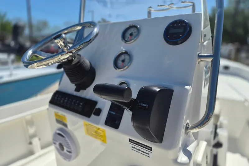 Slide: The Image of Close-up of a speaker on a 2026 Key West 1720 Center Console boat. - 5