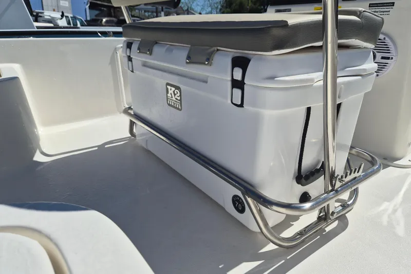 Slide: The Image of 2026 Key West 1720 Center Console boat with Yamaha 90 engine, docked outdoors. - 9