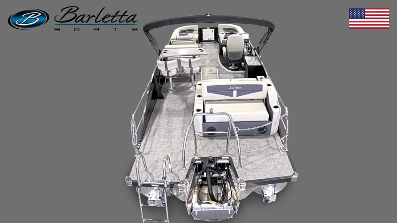 Slide: The Image of 2023 Barletta Cabrio 24 UE Tritoon boat interior view. - 11