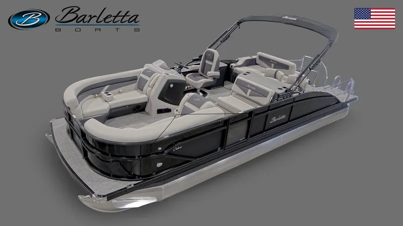 Slide: The Image of 2023 Barletta Cabrio 24 UE Tritoon boat with gray interior. - 9
