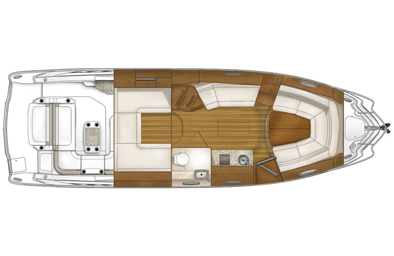 Slide: The Image of Manufacturer Provided Image: Top view layout of a 2015 Chaparral 330 Signature boat interior. - 36