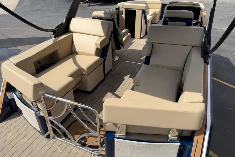 Slide: The Image of Luxurious seating on 2025 Balise HORIZON26C boat, featuring beige upholstery and spacious layout. - 15