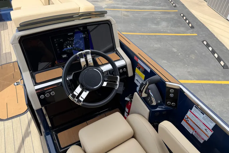 Slide: The Image of Cockpit of 2025 Balise HORIZON26C boat with modern steering and navigation system. - 21