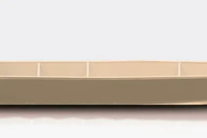 Slide: The Image of 2026 Lund SSV-16 boat hull, beige color, side view against a plain background. - 1