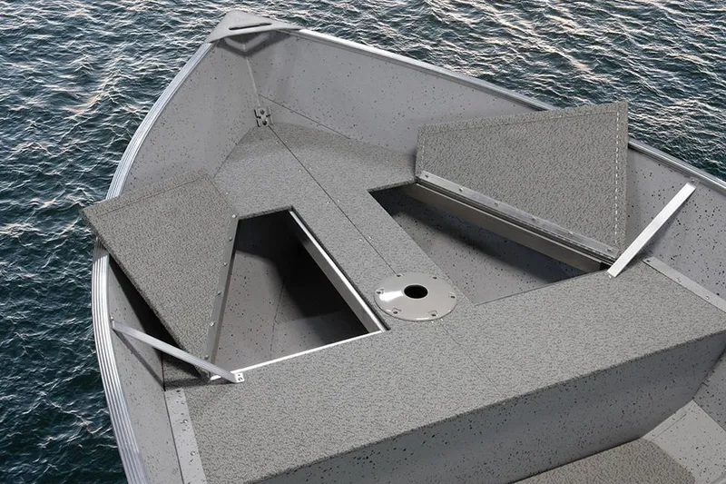 Slide: The Image of Manufacturer Provided Image: 2026 Lund SSV-16 boat interior with open storage compartments on calm water. - 4
