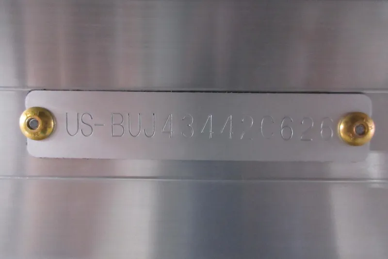 Slide: The Image of Hull identification number on Sun Tracker Party Barge 22 DLX, 2026 model. - 9