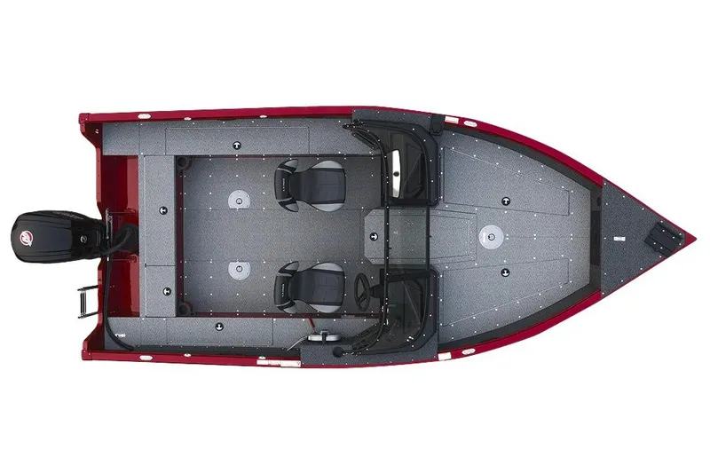 Slide: The Image of Manufacturer Provided Image: Top view of 2026 Lund 1800 Explorer Sport boat with dual seats and motor. - 2