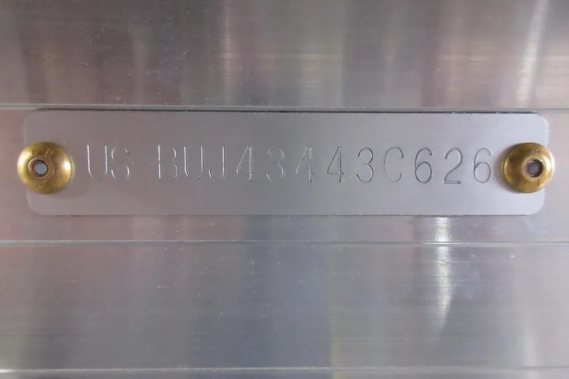 Slide: The Image of 2026 Sun Tracker SportFish 22 DLX hull identification number plate. - 20