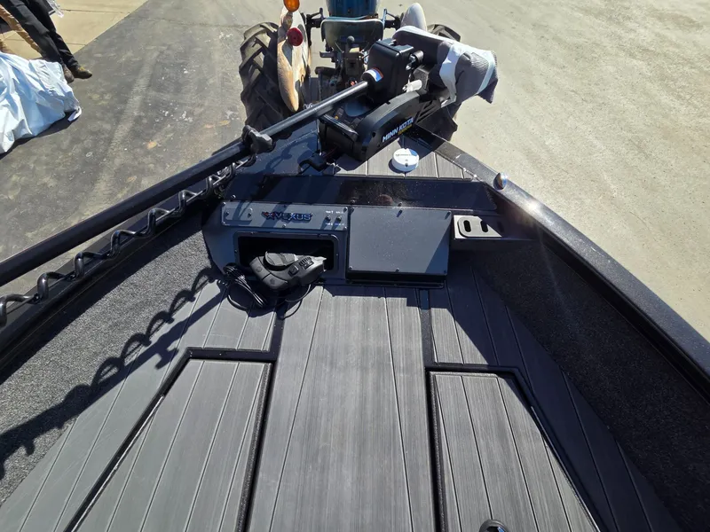 Slide: The Image of Vexus Boats ADX190 2026 with Minn Kota motor on trailer. - 14