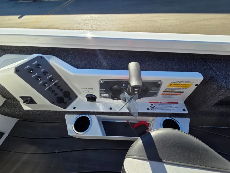 Slide: The Image of Vexus Boats AVX1985s 2026 control console with controls. - 26