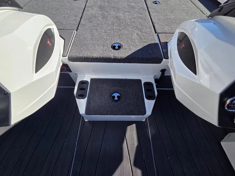 Slide: The Image of 2026 Vexus Boats AVX1985s interior view with gray carpet flooring. - 34