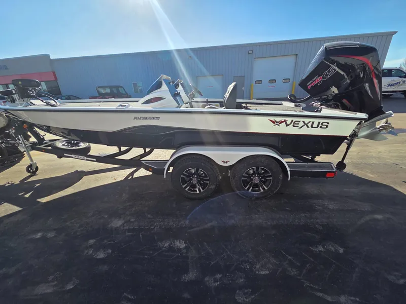 Slide: The Image of 2026 Vexus Boats AVX1985s on trailer, side view. - 6