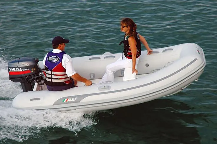 The Image of Manufacturer Provided Image: Two people riding AB Inflatables Lammina 10 AL inflatable boat. - 0