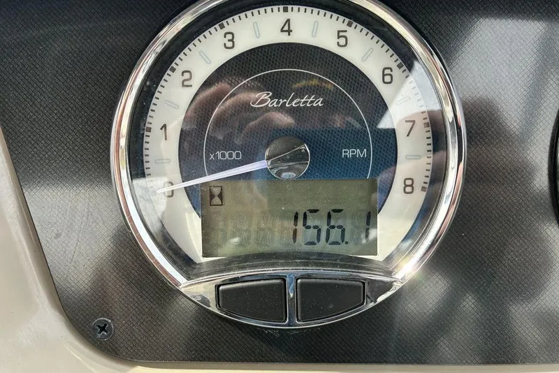 Slide: The Image of Barletta C22UC 2021 dashboard showing RPM gauge at 156.1. - 3