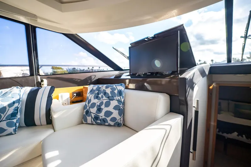 Slide: The Image of Luxurious interior of 2013 Prestige 500S yacht with plush seating and modern decor. - 40