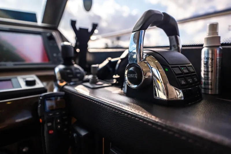 Slide: The Image of Control panel of a 2013 Prestige 500S yacht with Volvo Penta throttle. - 45