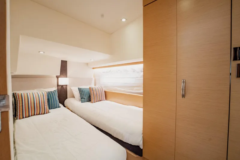 Slide: The Image of Twin cabin interior of 2013 Prestige 500S yacht with modern decor. - 51