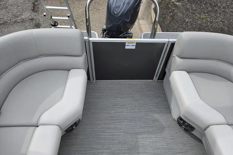 Slide: The Image of Interior of 2025 Godfrey Xperience 2286 SBX Sport Tube boat with gray seating. - 16