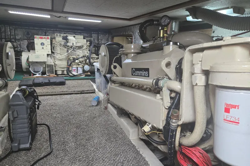 Slide: The Image of Engine room of 1982 Ocean Alexander 50 Mark I with Cummins engine and equipment. - 18