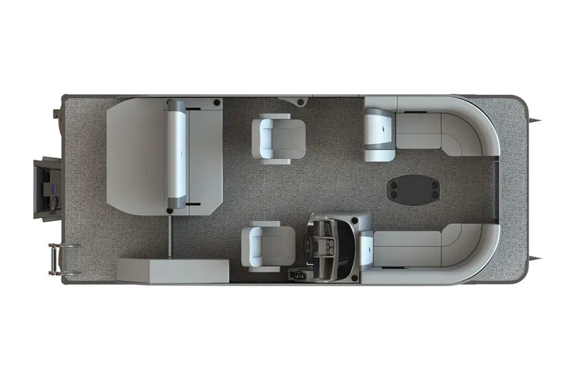 Slide: The Image of Manufacturer Provided Image: Top view of 2026 Starcraft EX 22 Q DH pontoon boat interior layout. - 2