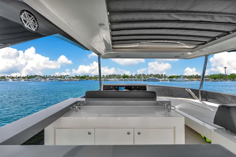 Slide: The Image of Astondoa 72 GLX 2013 yacht interior with ocean view and sleek design. - 33