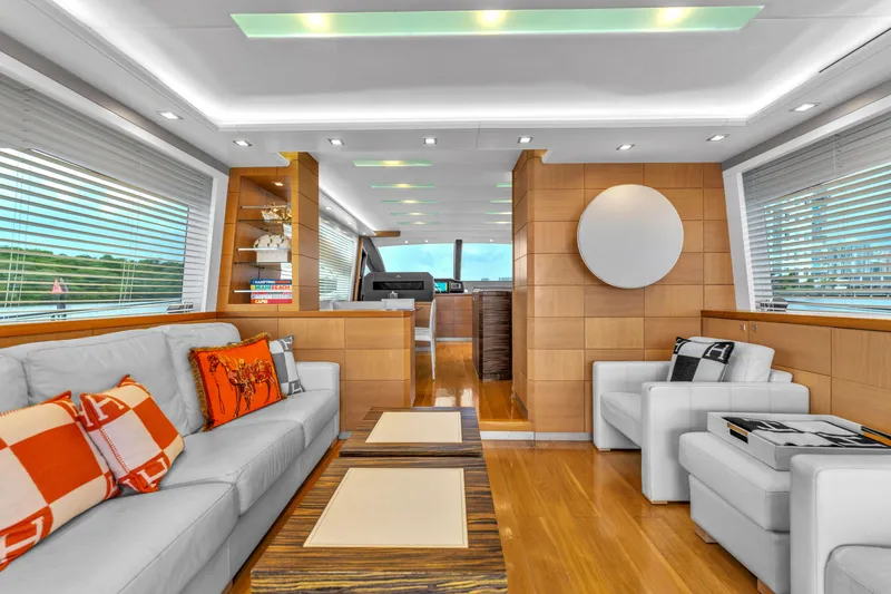 Slide: The Image of Luxurious interior of 2013 Astondoa 72 GLX yacht with modern furnishings and wood accents. - 46