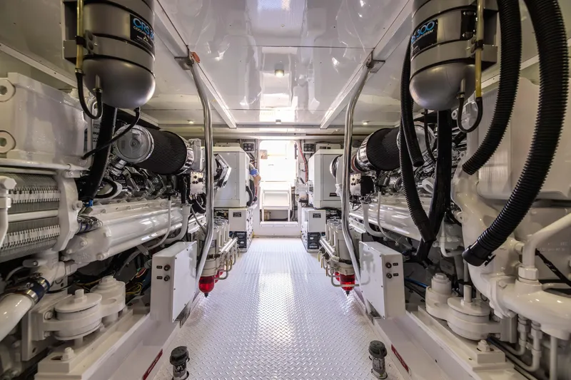 Slide: The Image of Luxurious 1993 Lydia Sportfisher yacht interior with leather seating and ocean view. - 18