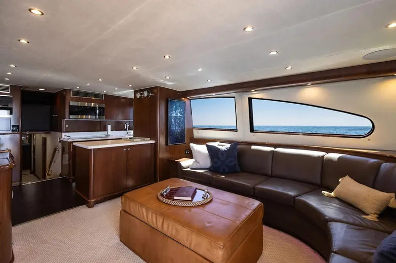 Slide: The Image of Luxurious bathroom interior on a 1993 Lydia Sportfisher yacht, featuring elegant fixtures and mirrors. - 29