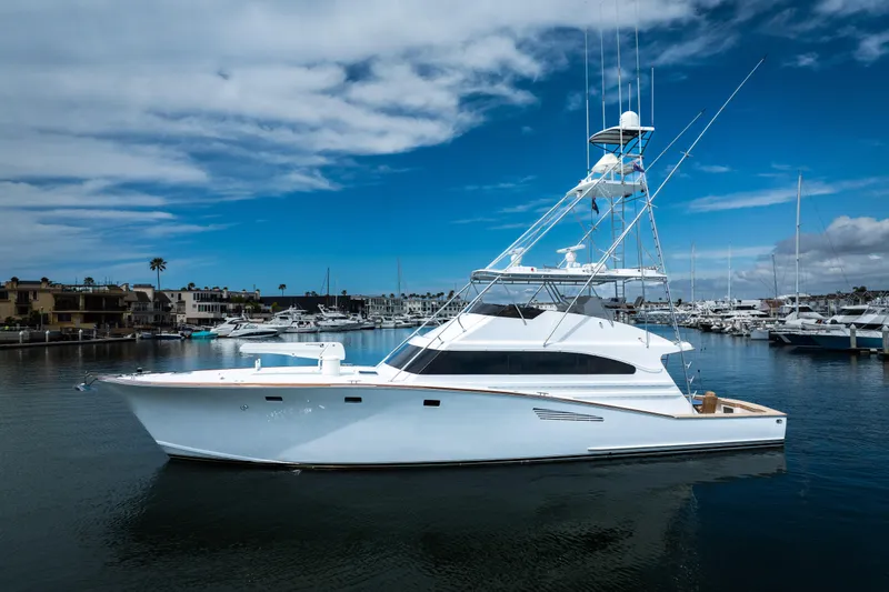 Slide: The Image of Luxurious cabin interior of a 1993 Lydia Sportfisher yacht with elegant wood paneling. - 3