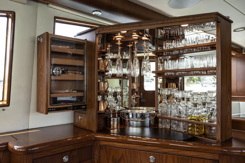 Slide: The Image of Luxurious bathroom in 1993 Lydia Sportfisher yacht with modern sink and elegant wood cabinetry. - 35