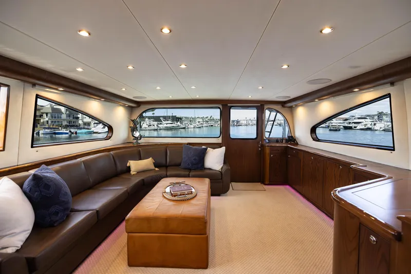 Slide: The Image of Luxurious bathroom in 1993 Lydia Sportfisher yacht with modern sink and elegant wood cabinetry. - 37