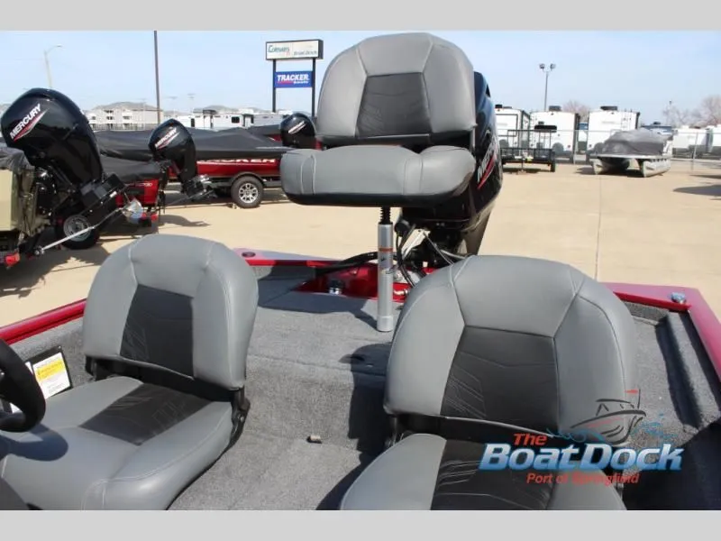 Slide: The Image of 2022 Pro 170 boat with gray seats and Mercury engine. - 13