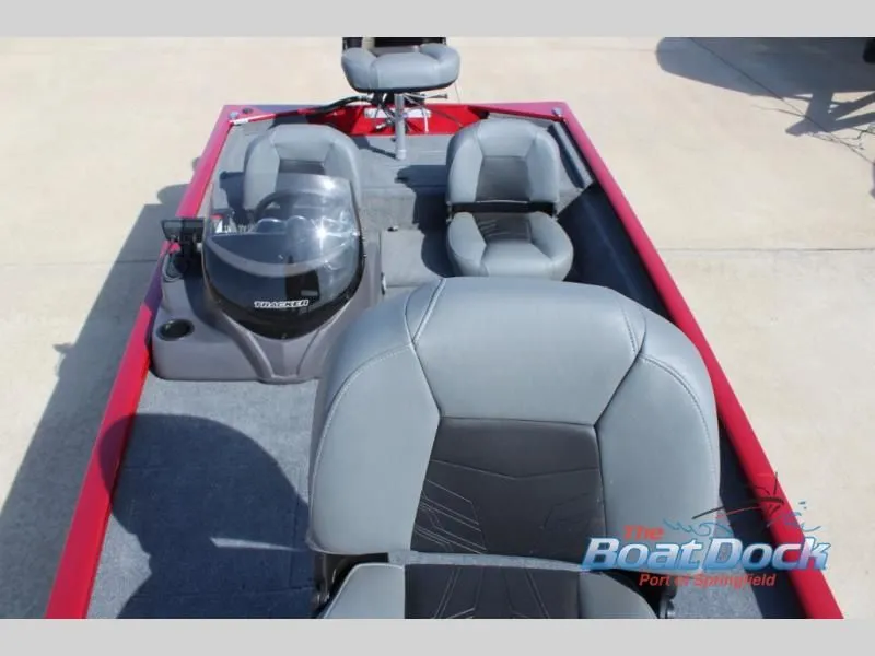 Slide: The Image of Interior view of a 2022 Pro 170 boat with gray seats. - 21